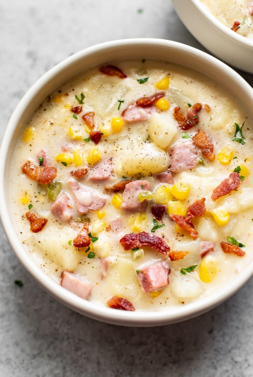 bowl of Ham and Corn Chowder Soup
