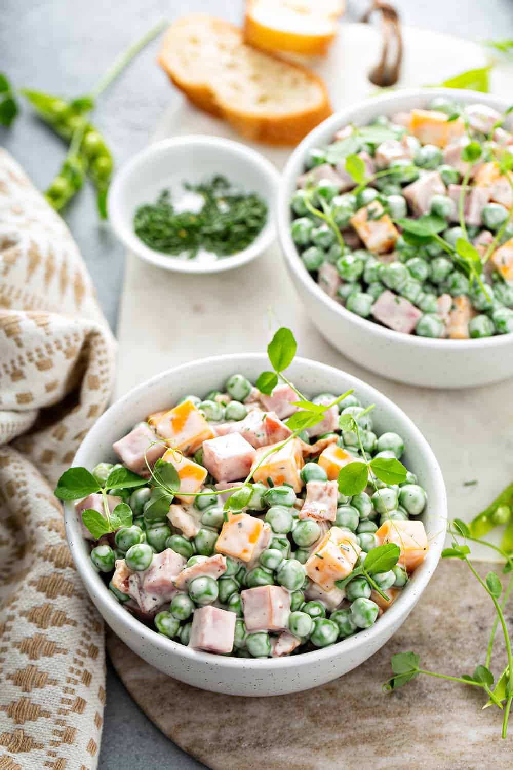 bowls of Amish Pea Salad