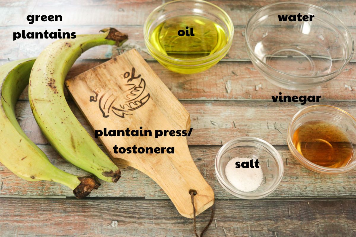 Ingredients for Bannann Peze recipe with text
