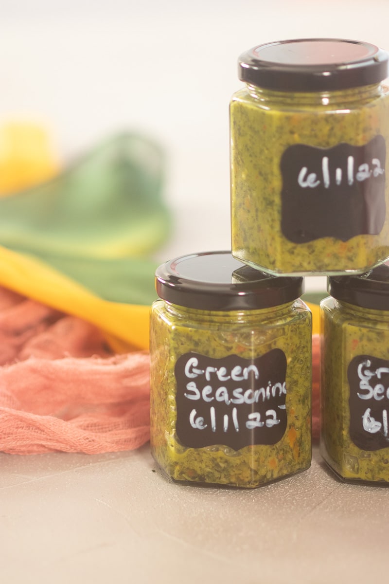 Green Seasoning Recipe in jars