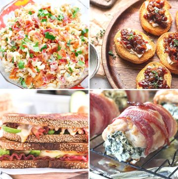 collage of recipes with bacon