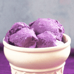 Homemade Ube ice cream served in cone