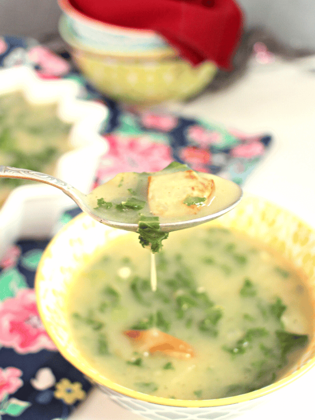 Portuguese Caldo Verde Potato Kale Soup With Sausage Global Kitchen