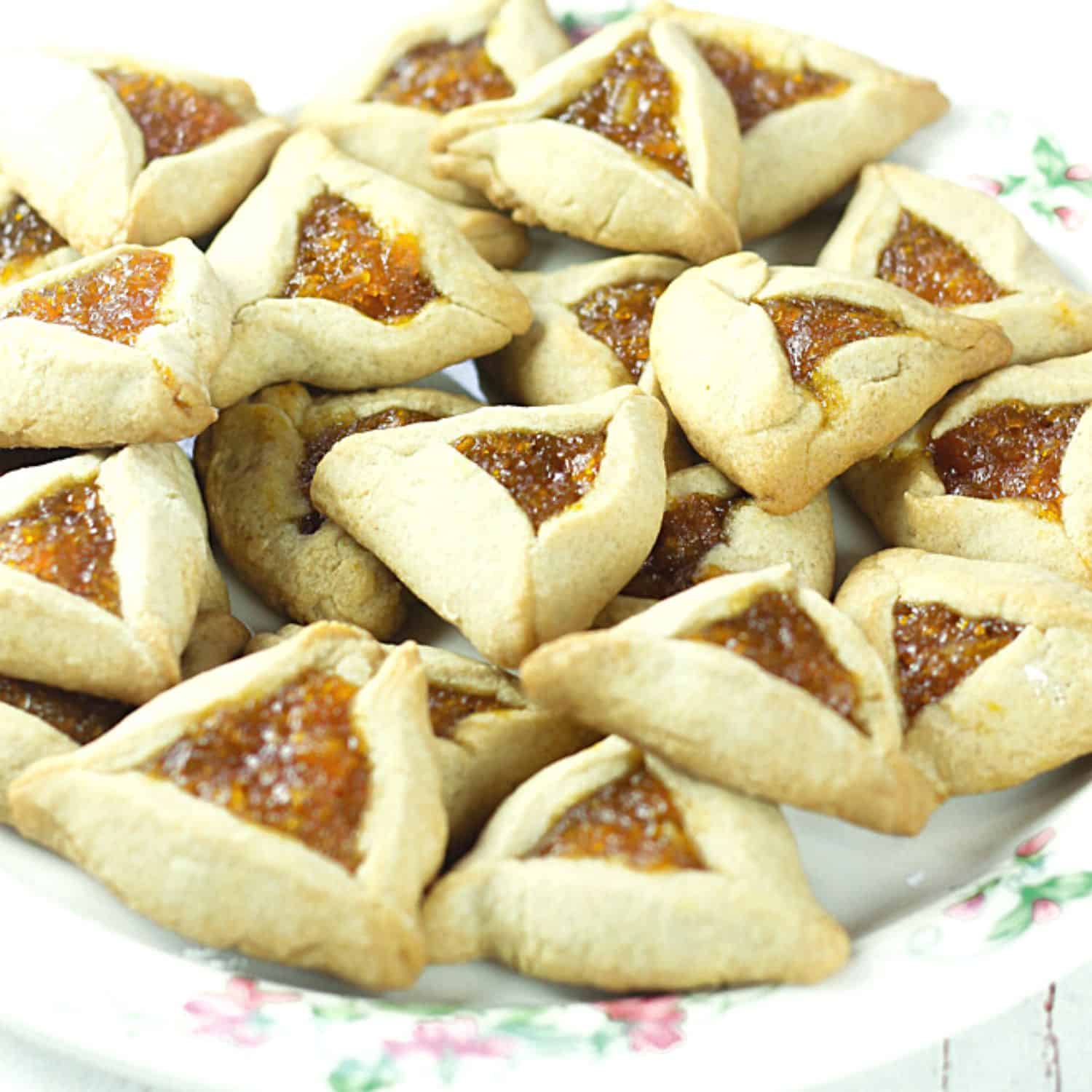 platter of Pumpkin Jam Cookies aka Hamentaschen Cookies