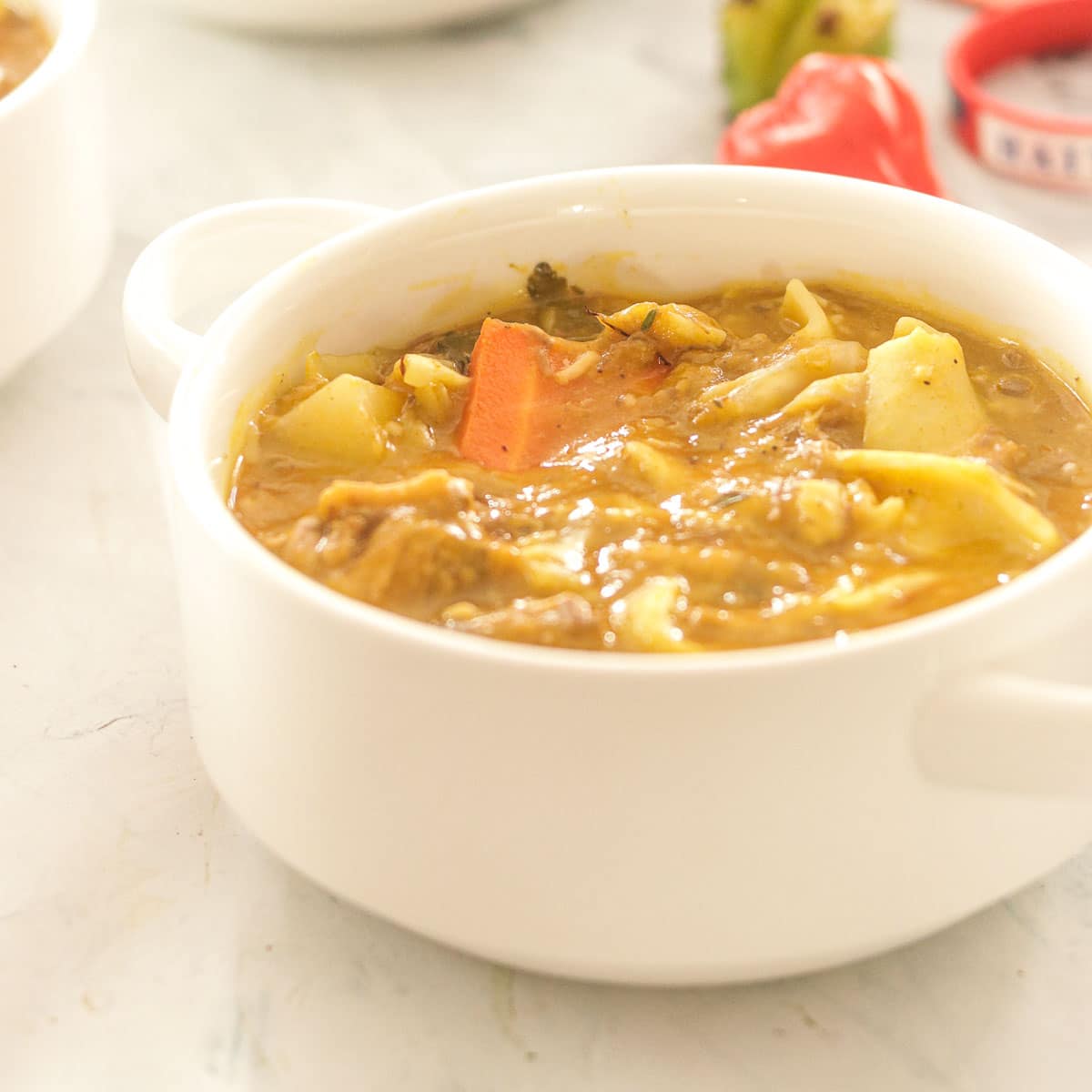 Haitian Soup Jou Mou in a Bowl