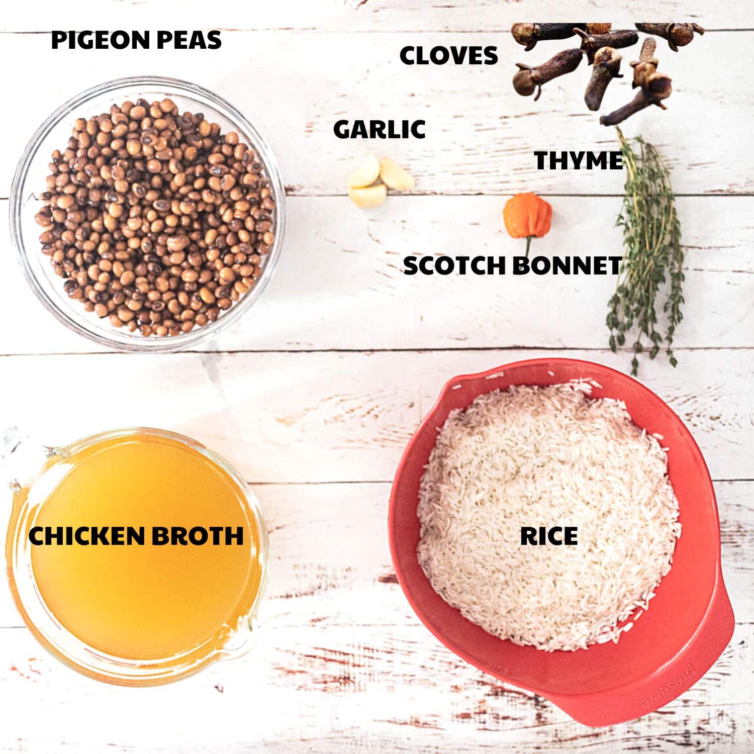 Caribbean Rice and Peas Ingredients