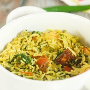 Palak Rice with Paneer Recipe