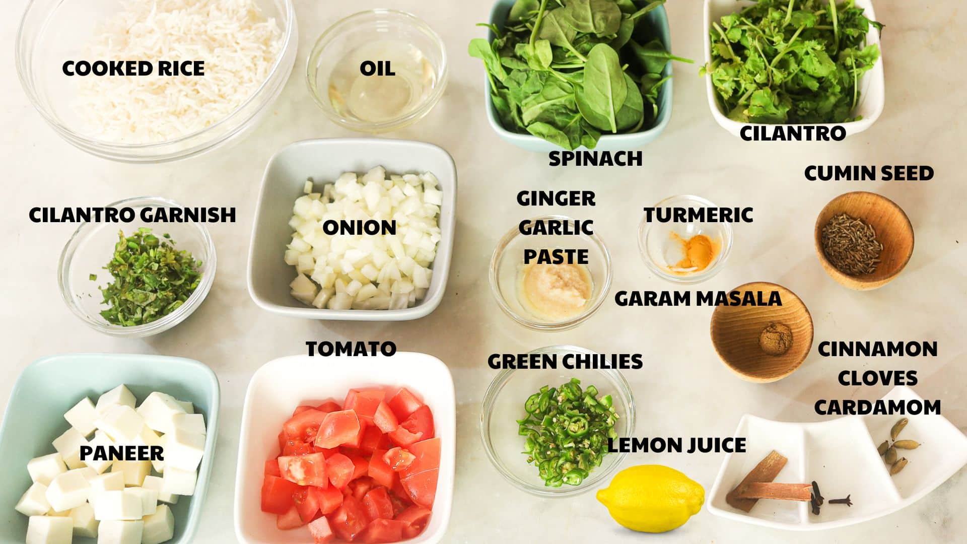 Spinach Rice Ingredients
