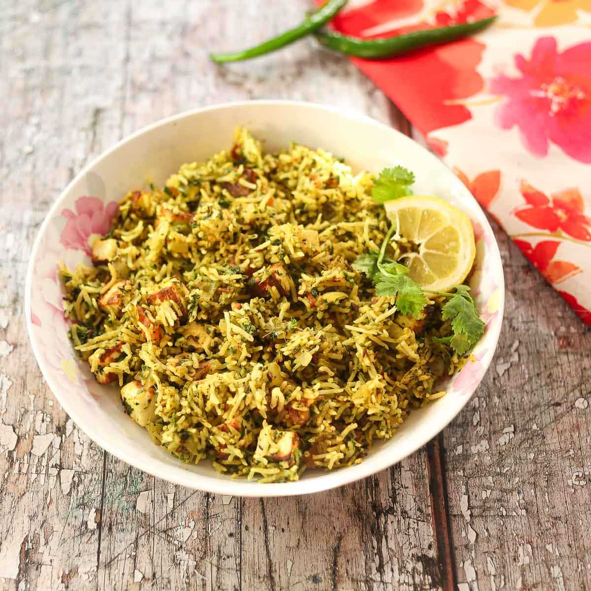 Palak Rice with Paneer