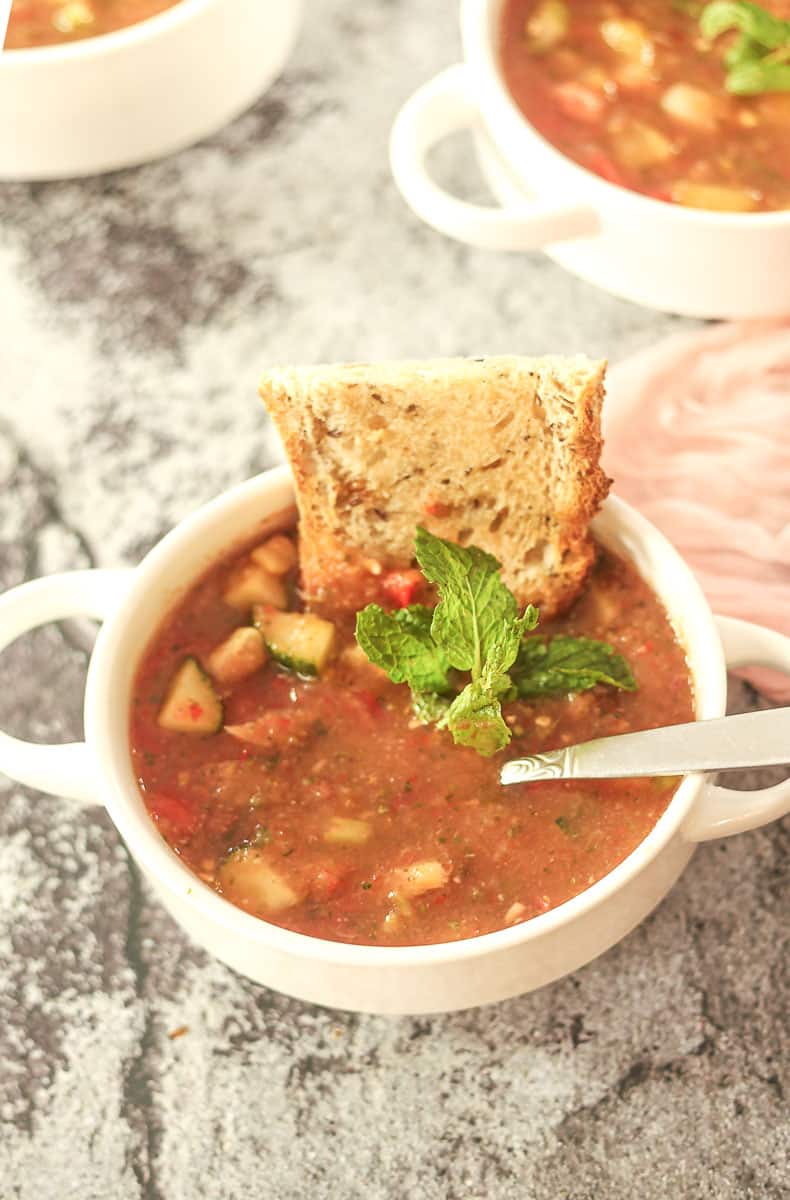 bowl of Watermelon Gazpacho