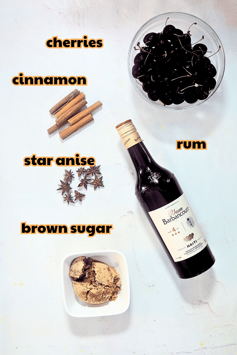 Ingredients for Haitian Cherry Punch aka Punch Seriz